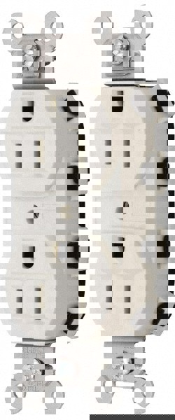 Straight Blade Receptacles; Receptacle Type: Duplex Receptacle ; Grade: Specification ; Color: White ; Grounding Style: Self-Grounding ; Amperage: 15.0000 ; Voltage: 125V AC